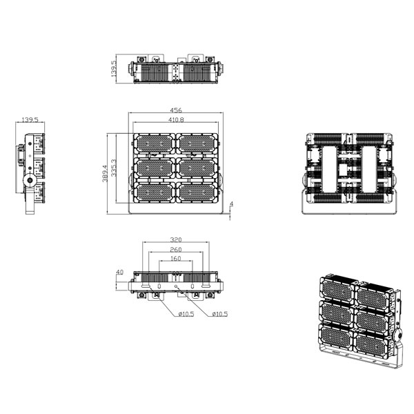 Factory FL 70w-1000w High Lumen LED Flood Light for Stadium Lighting - LX-FL06